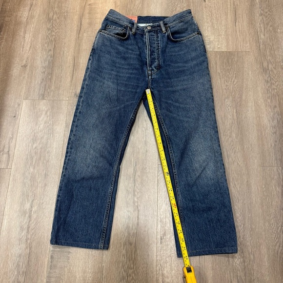 Acne Studios Bla Konst Straight Leg Blue Jeans Size 25x32 Pink Leather Patch - Picture 5 of 11